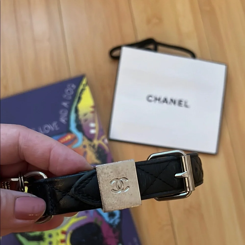 Chanel Black Leather Dog Collar with Chanel Hardware Logo - Picture 5 of 7